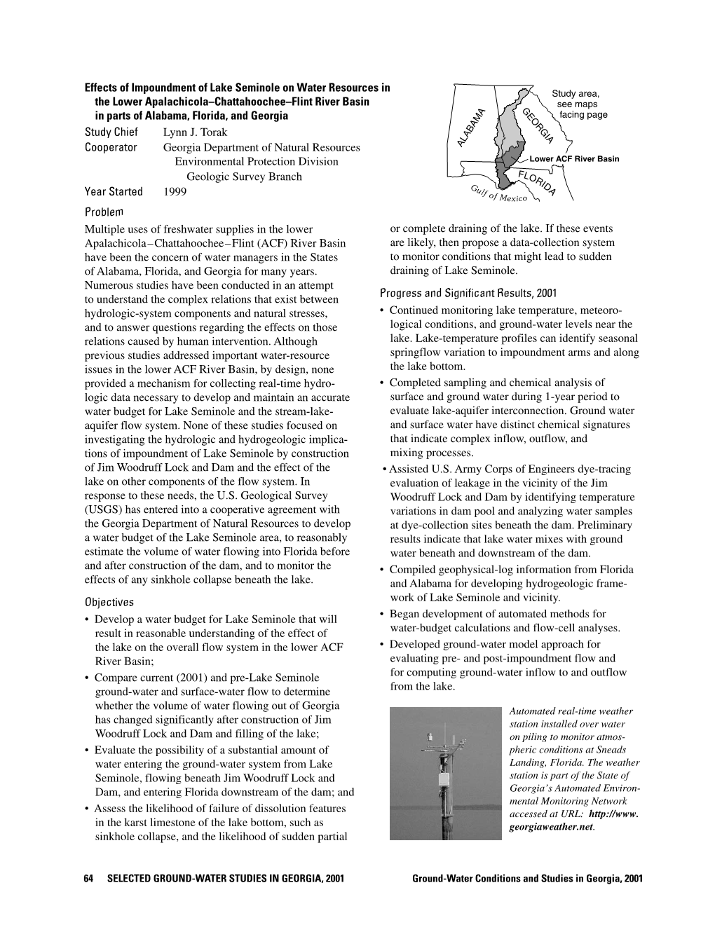 Effects of Impoundment of Lake Seminole on Water Resources in The