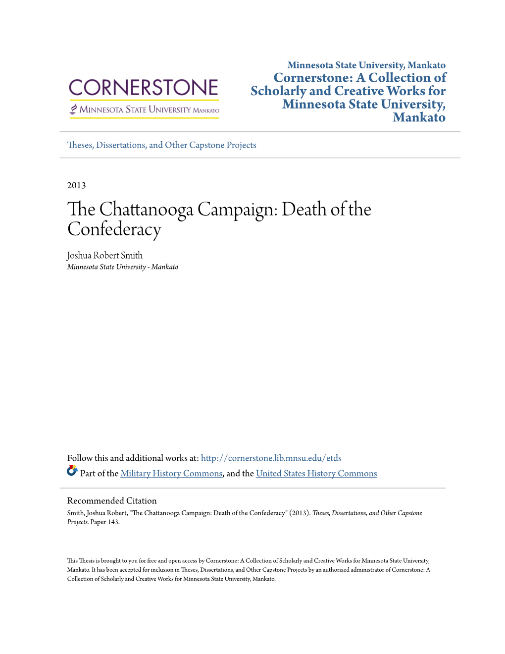 The Chattanooga Campaign: Death of the Confederacy