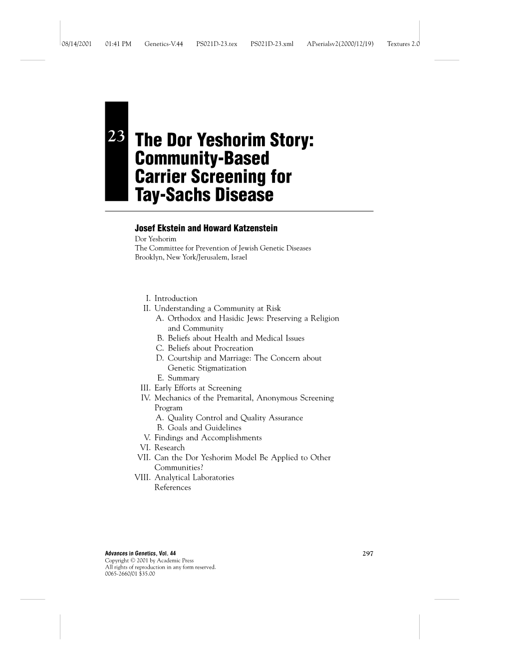 Community-Based Carrier Screening for Tay-Sachs Disease