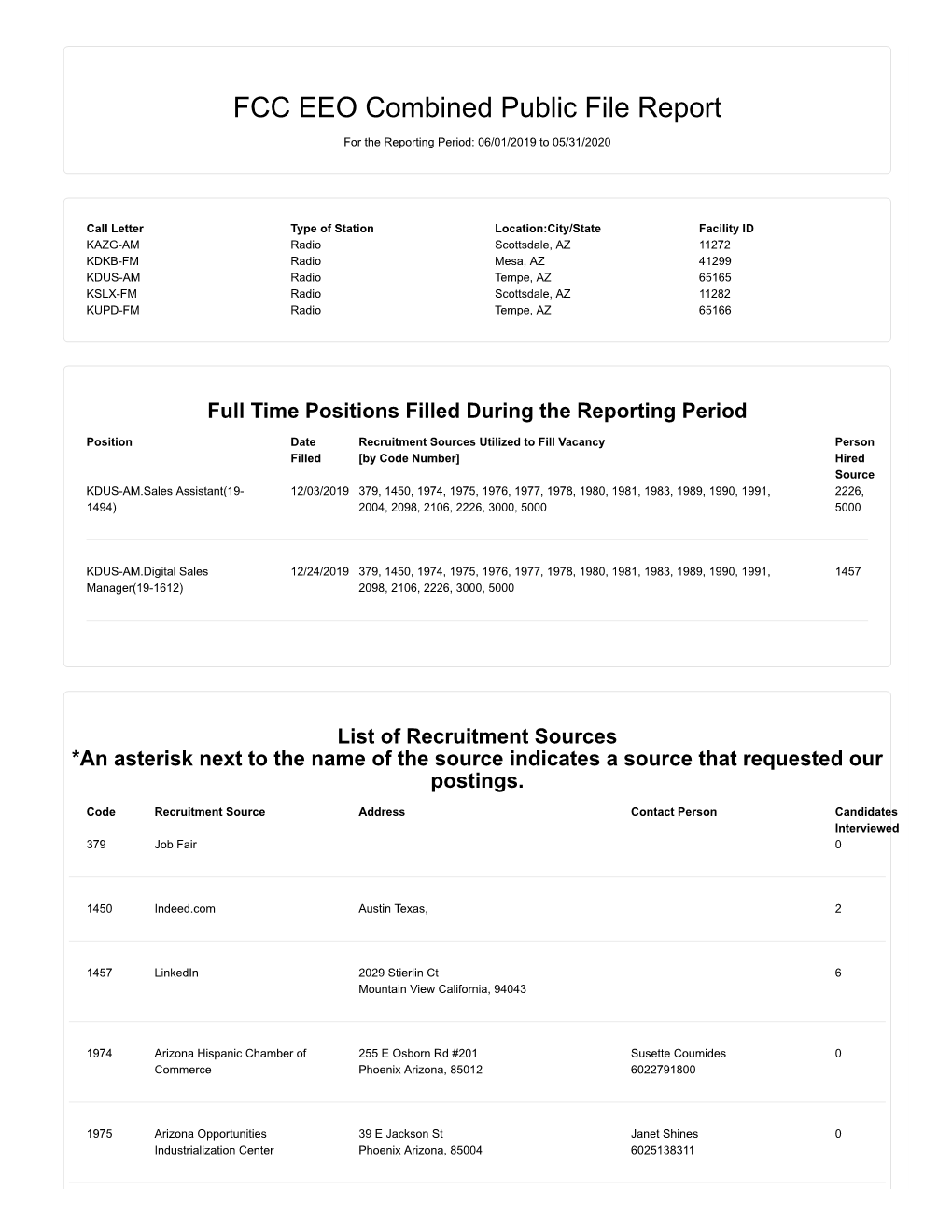 FCC EEO Combined Public File Report