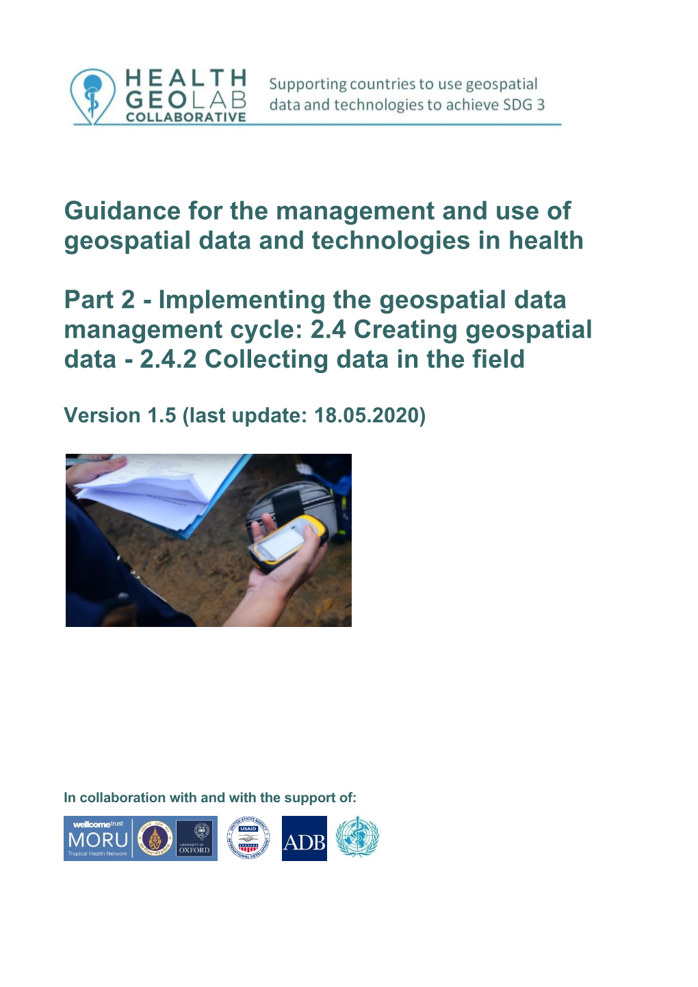 Guidance for the Management and Use of Geospatial Data and Technologies in Health