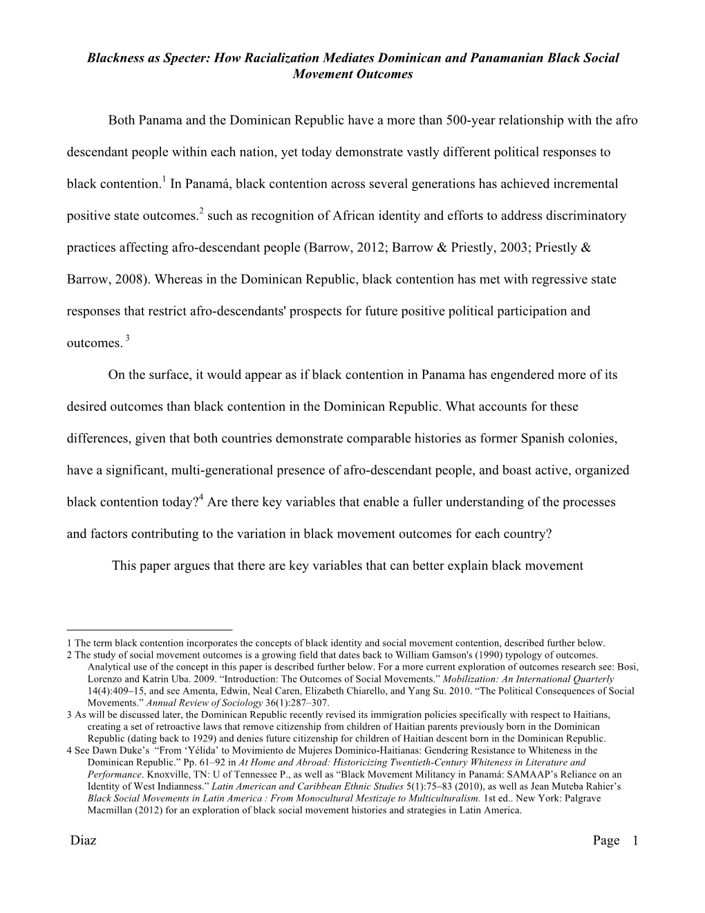 Blackness As Specter: How Racialization Mediates Dominican and Panamanian Black Social Movement Outcomes