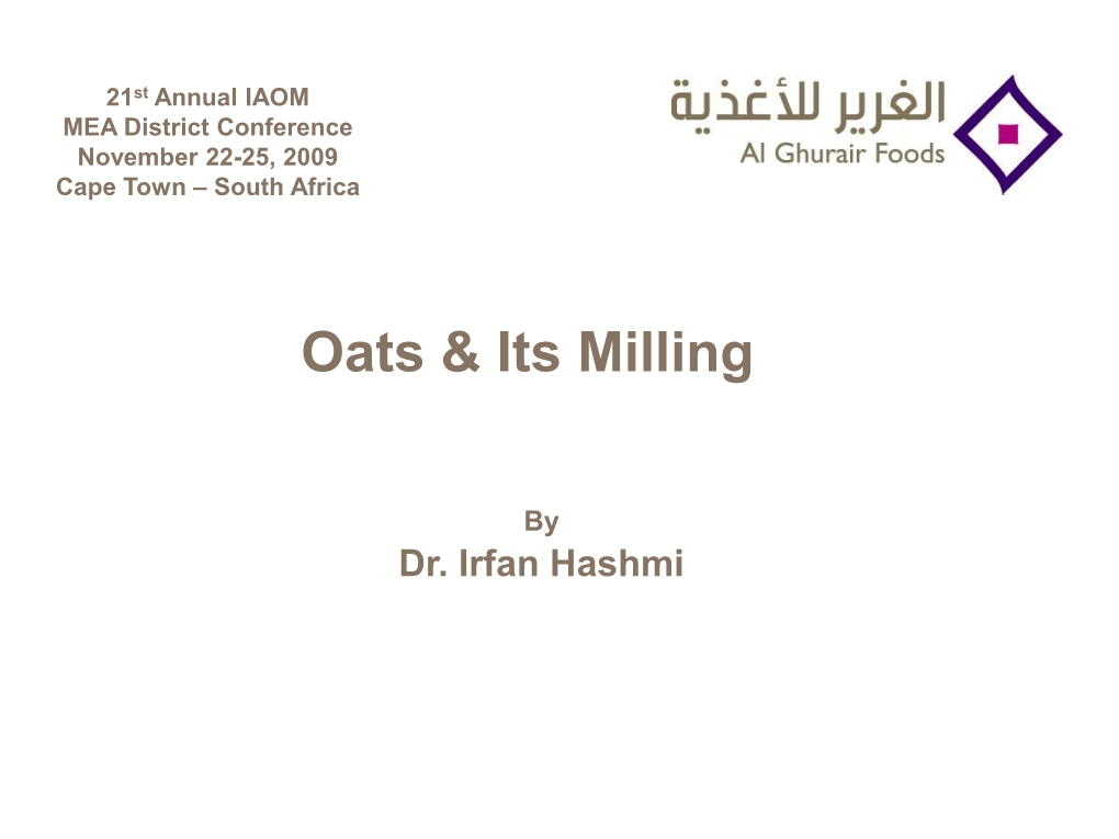 Oats & Its Milling