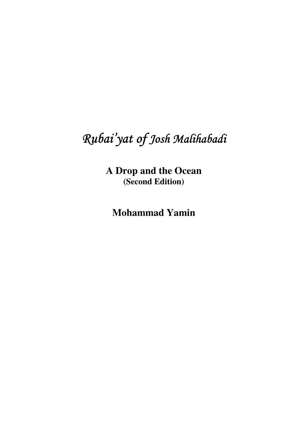 Rubai'yat of Josh Malihabadi