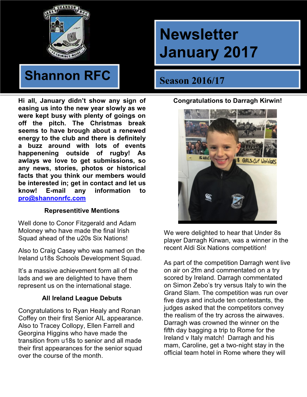 Newsletter January 2017