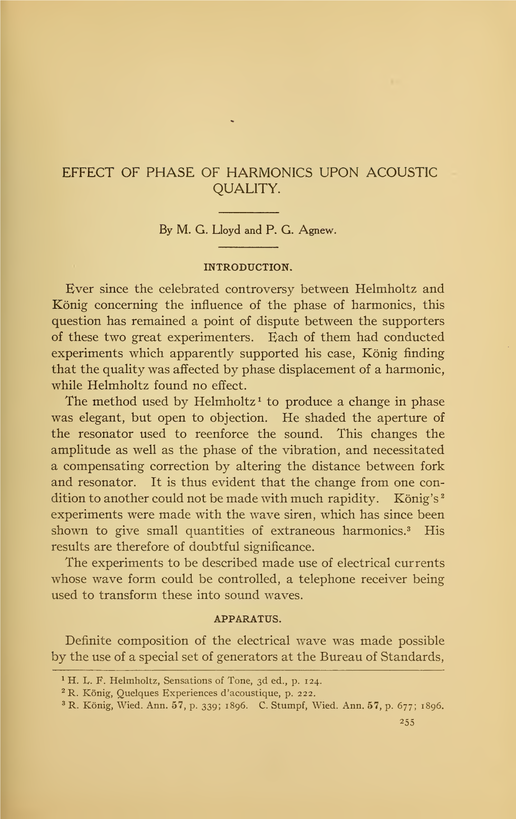 Effect of Phase Harmonics Upon Acoustic Quality