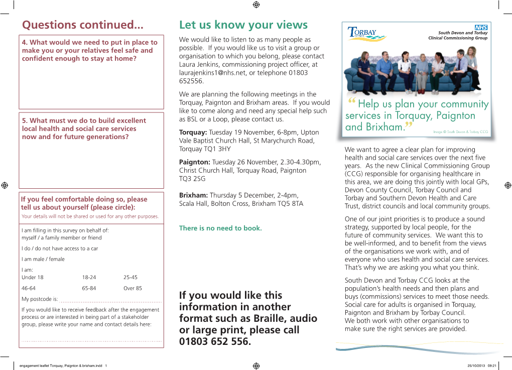 Engagement Leaflet Torquay, Paignton & Brixham.Indd