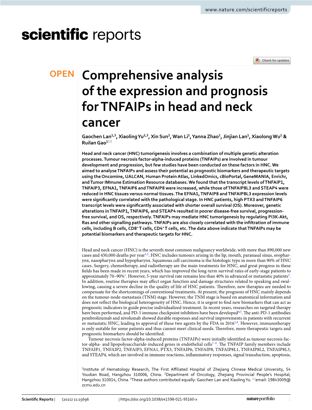 Comprehensive Analysis of the Expression and Prognosis