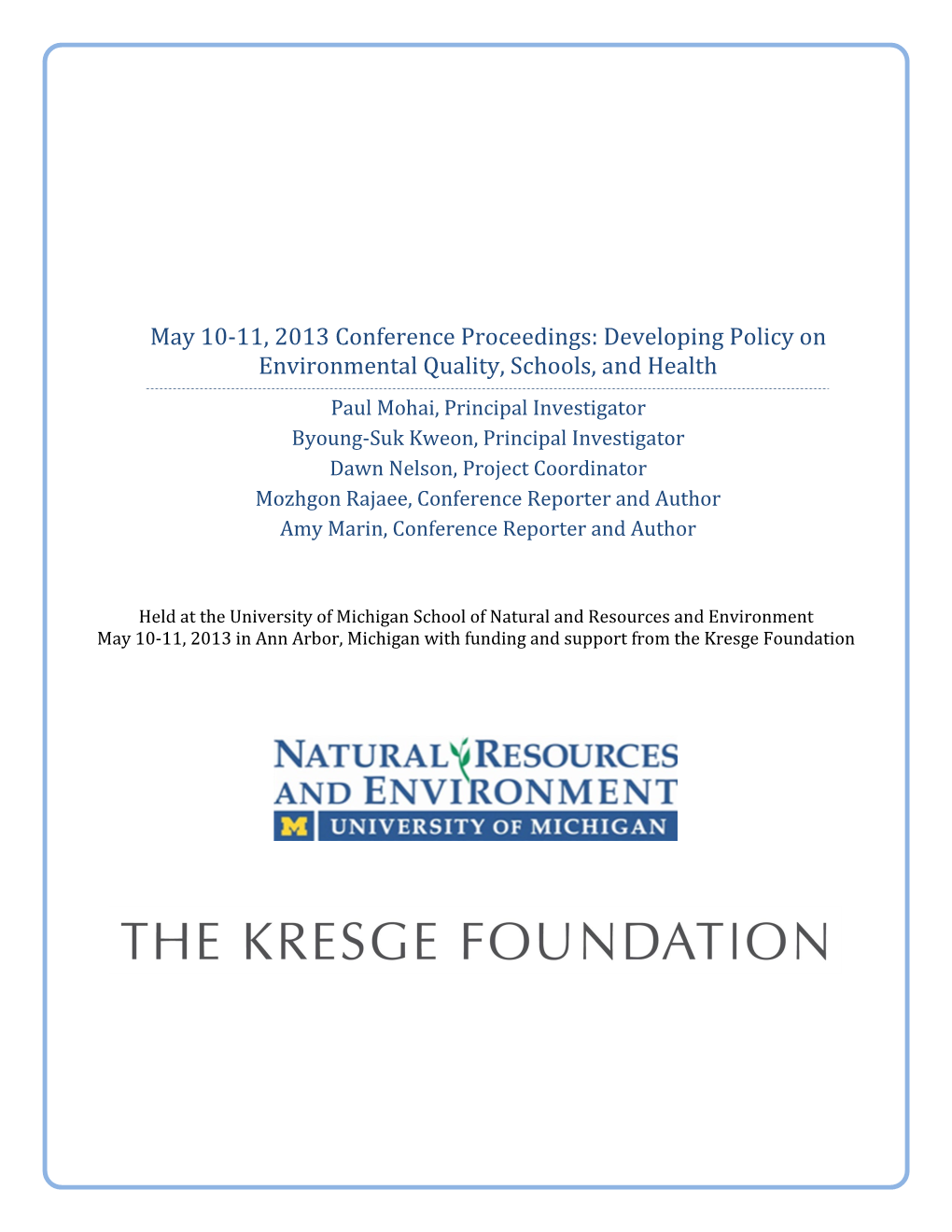 Developing Policy on Environmental Quality, Schools, and Health