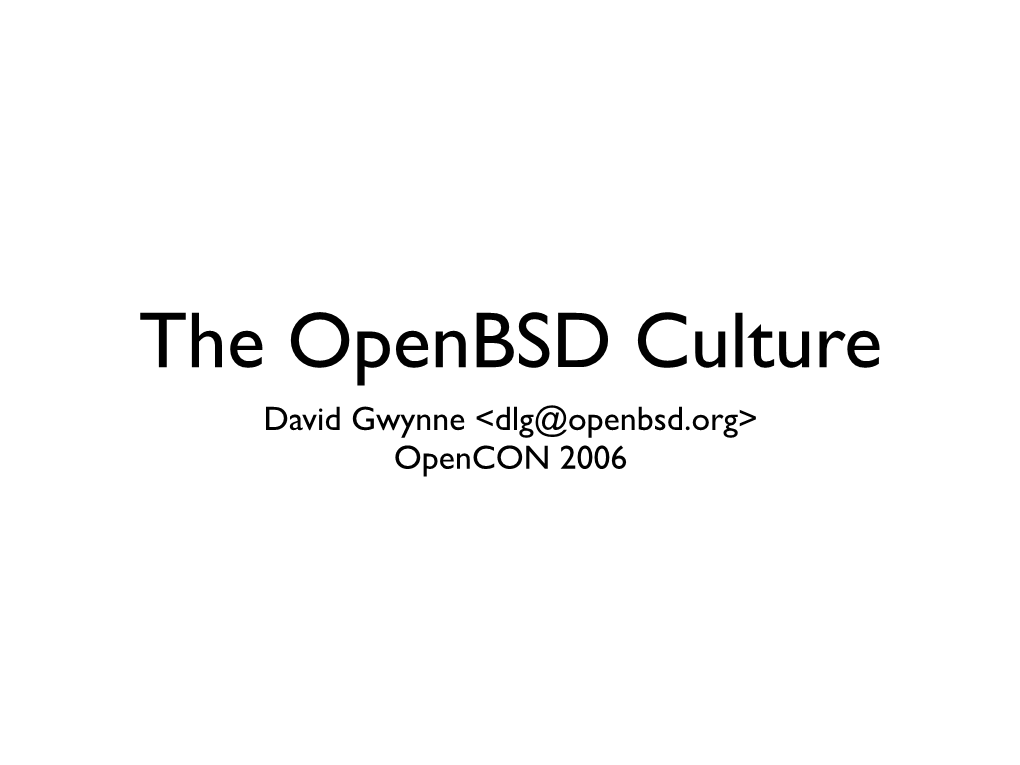 The Openbsd Culture
