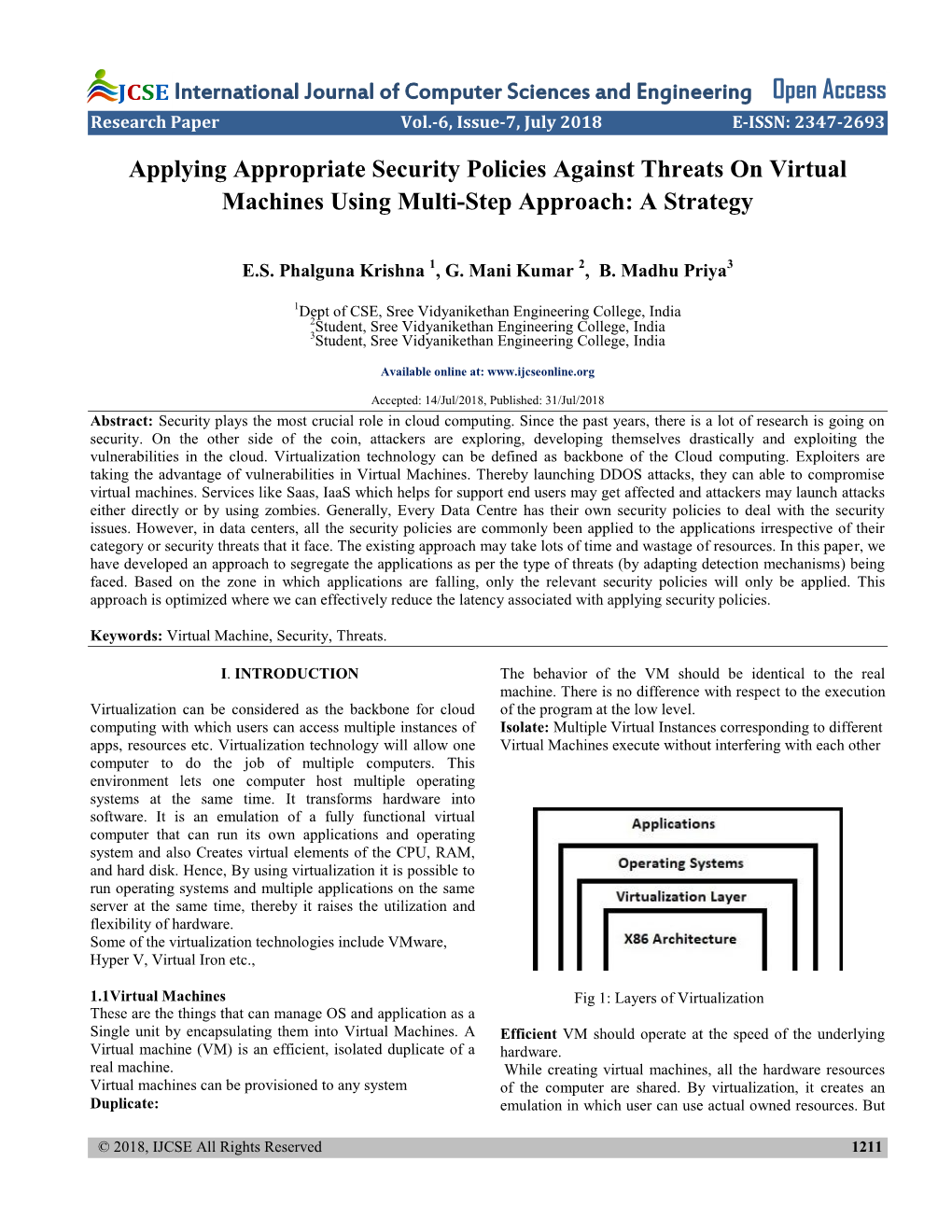 International Journal of Computer Sciences and Engineering Open Access Applying Appropriate Security Policies Against Threats On