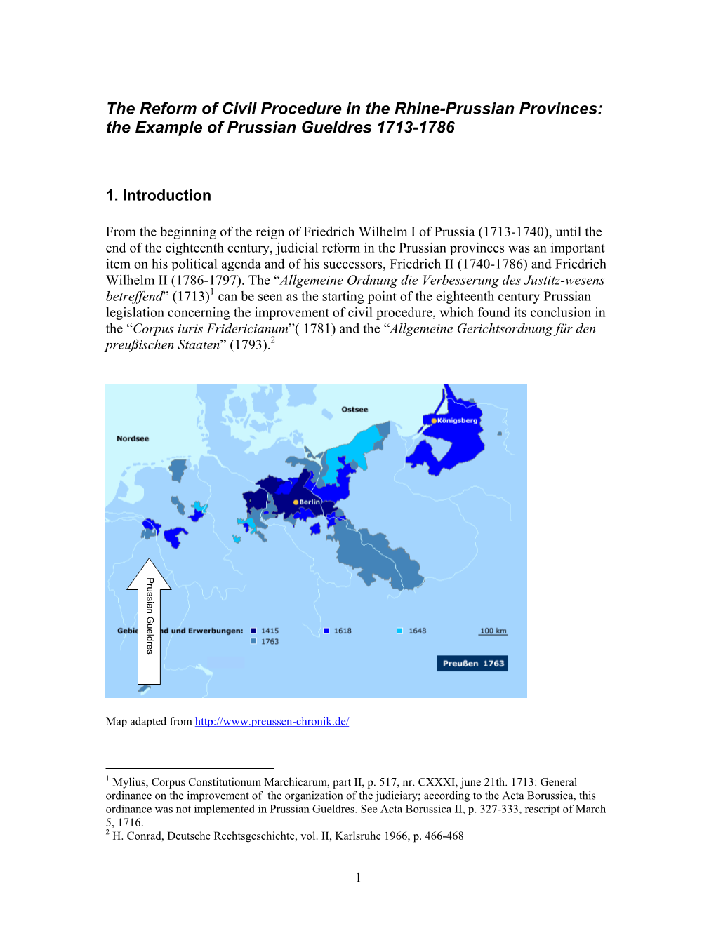 The Reform of Civil Procedure in the Rhine-Prussian Provinces: the Example of Prussian Gueldres 1713-1786