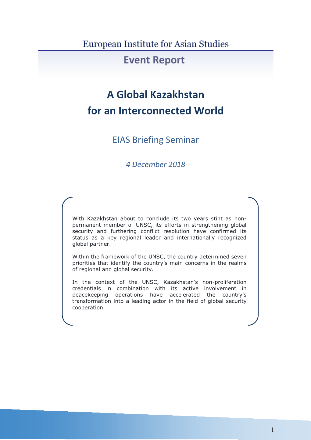 A Global Kazakhstan for an Interconnected World