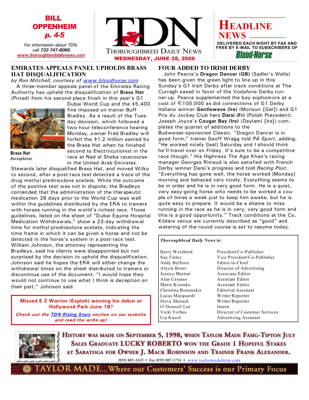 HEADLINE NEWS • 6/28/06 • PAGE 2 of 5