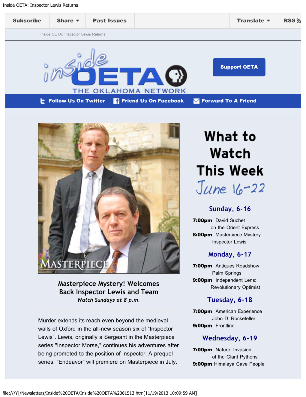 Inside OETA: Inspector Lewis Returns