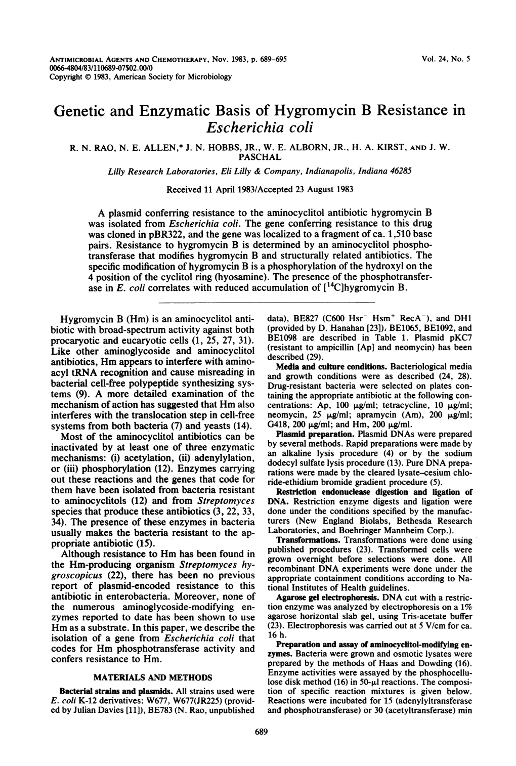 Escherichia Coli R