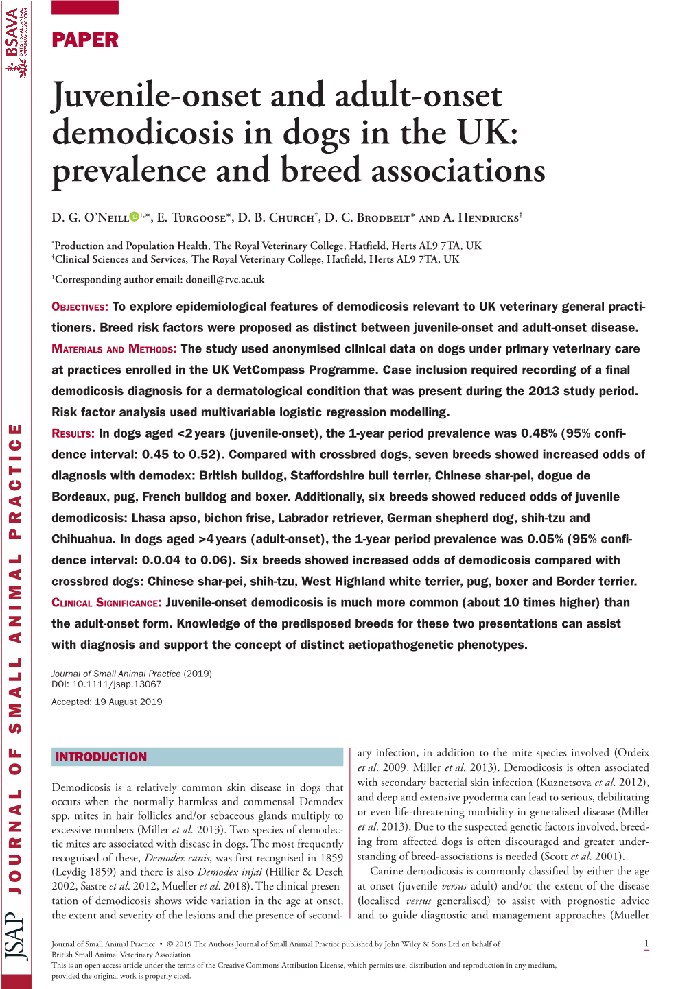 Juvenile-Onset and Adult-Onset Demodicosis in Dogs in the UK: Prevalence and Breed Associations