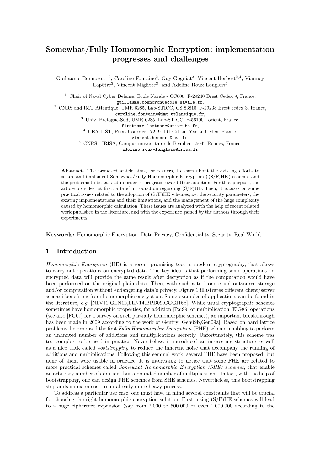 Somewhat/Fully Homomorphic Encryption: Implementation Progresses and Challenges