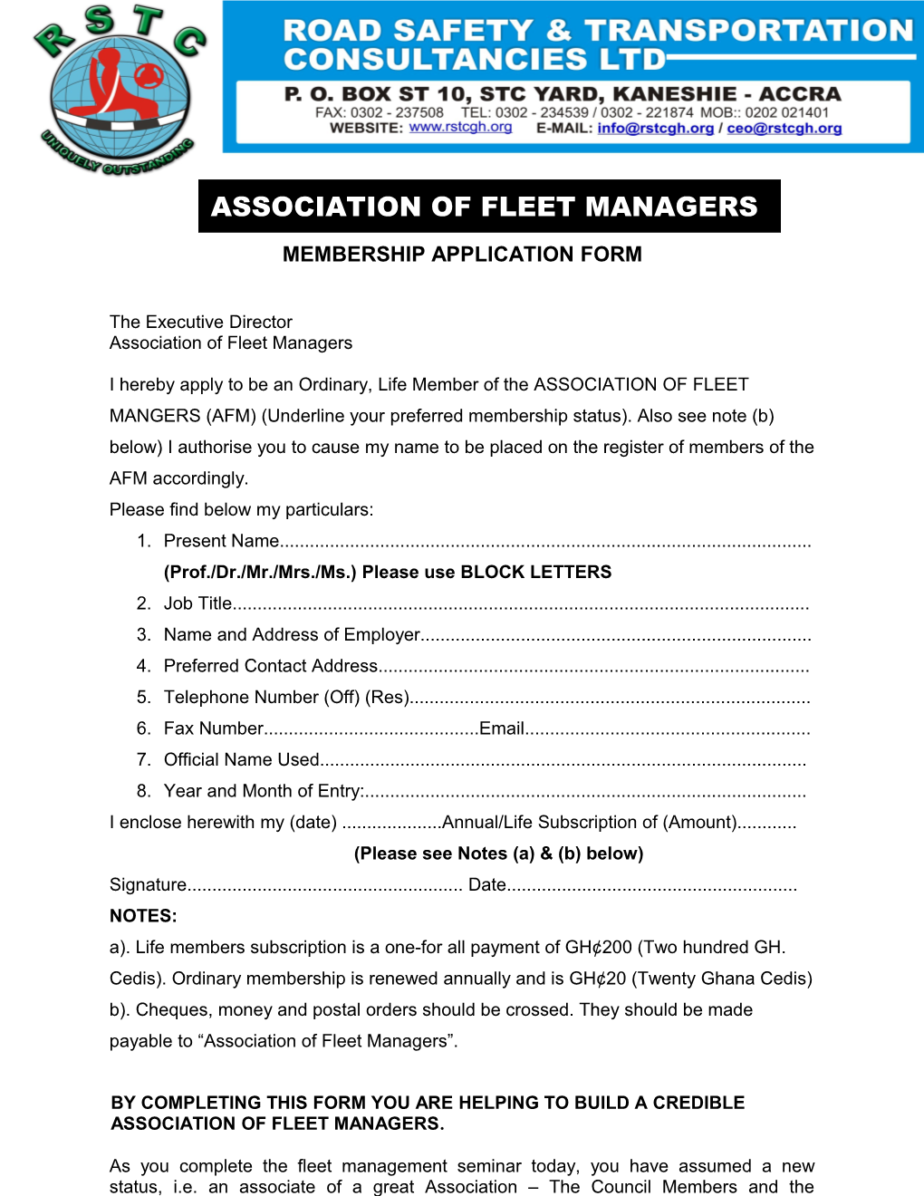 Membership Application Form s18