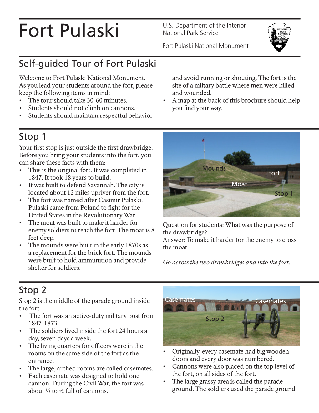 Fort Pulaski National Park Service Fort Pulaski National Monument
