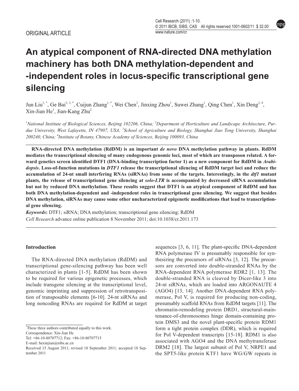 An Atypical Component of RNA-Directed DNA Methylation