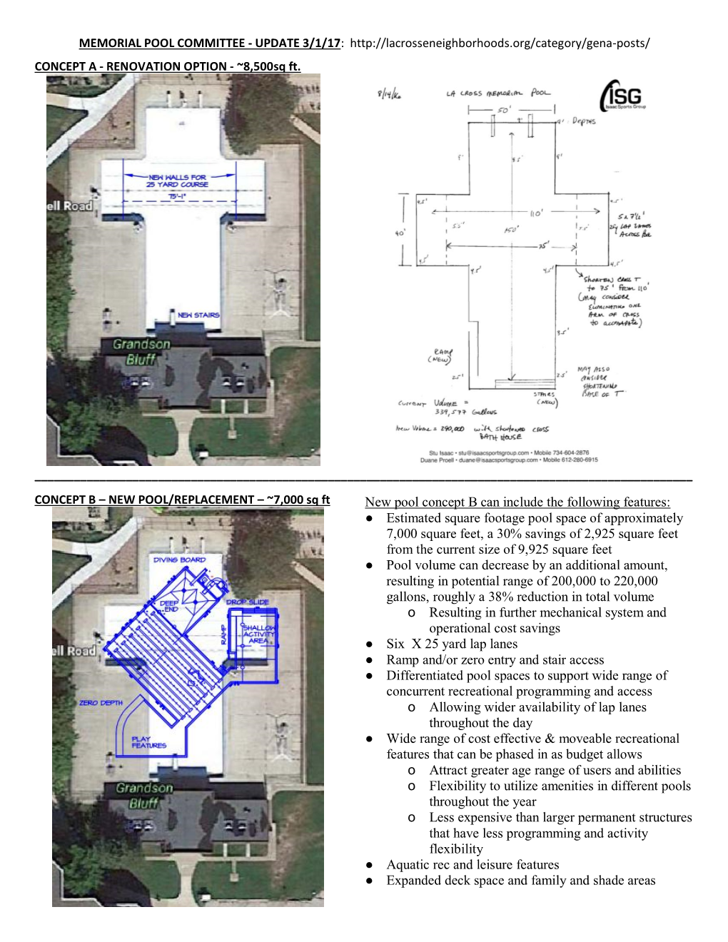 Memorial Pool Committee Concepts