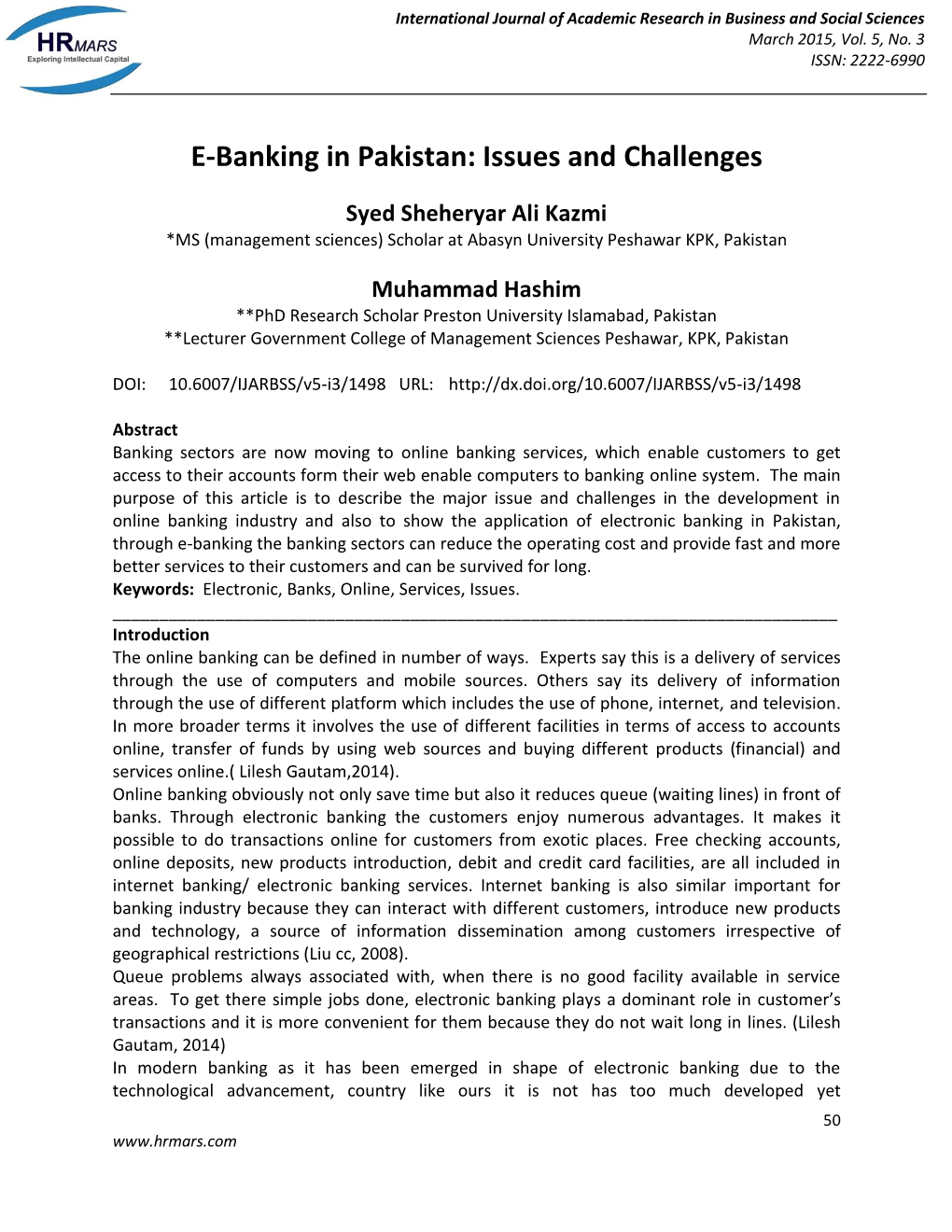 E-Banking in Pakistan: Issues and Challenges