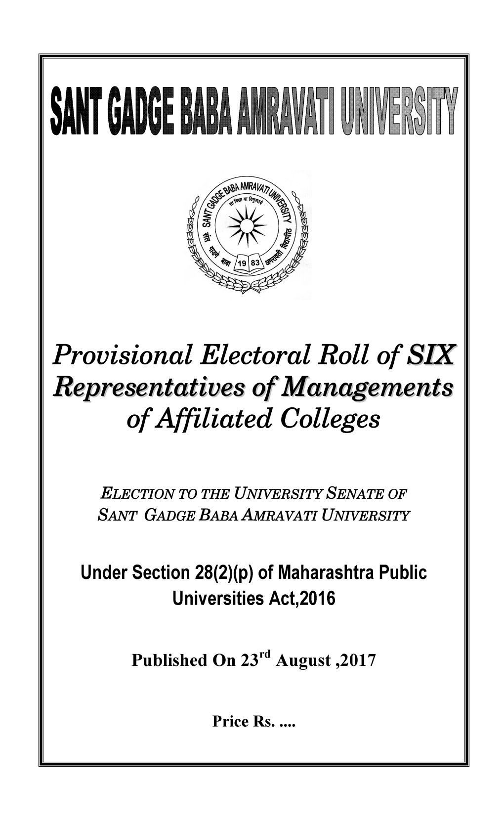 Provisional Electoral Roll-Representative of Managements