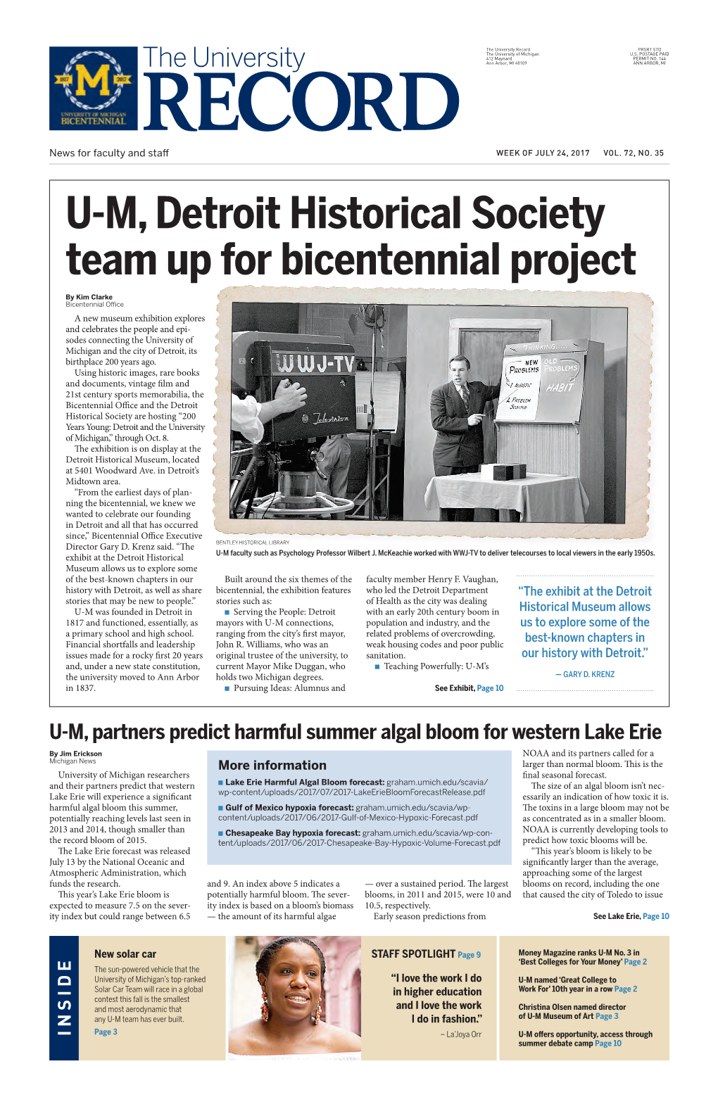 U-M, Detroit Historical Society Team up for Bicentennial Project