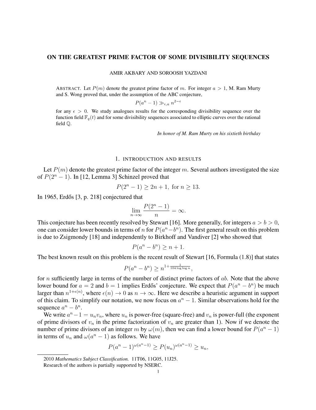 On the Greatest Prime Factor of Some Divisibility Sequences