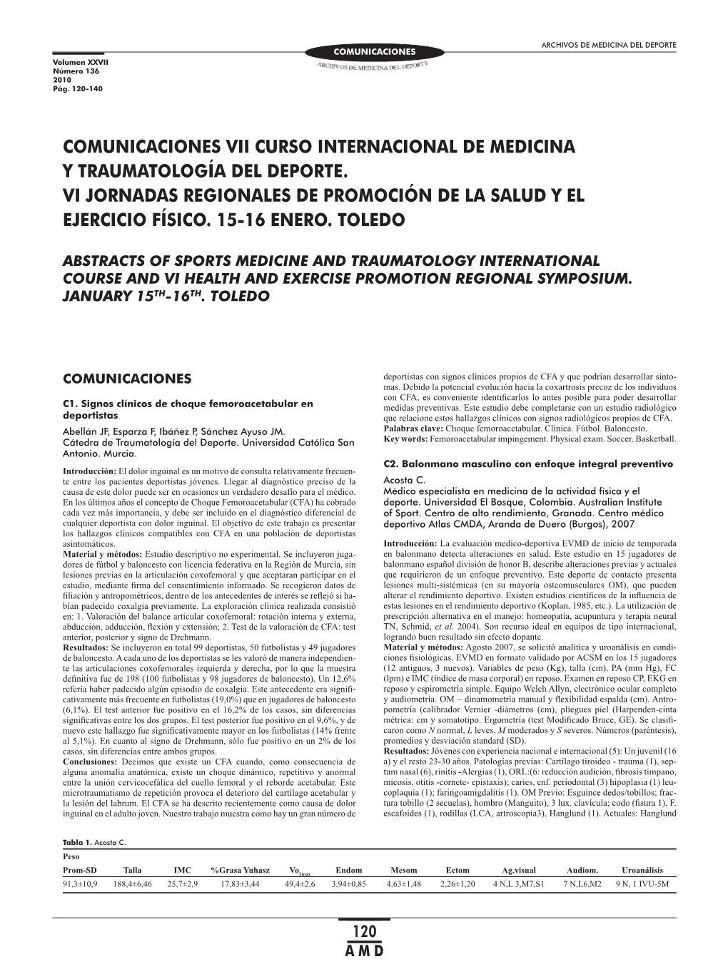 Comunicaciones Vii Curso Internacional De Medicina Y Traumatología Del Deporte