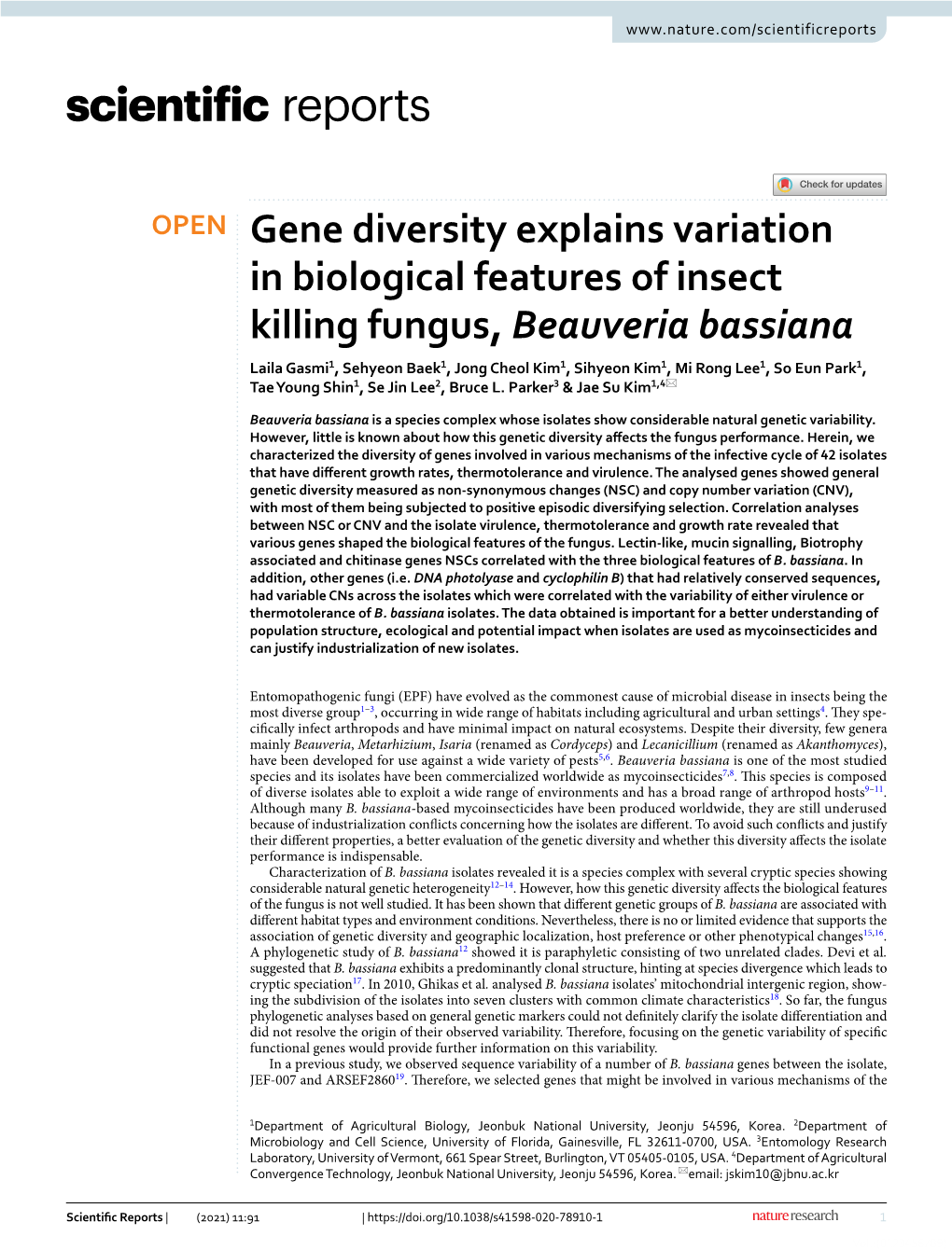 Gene Diversity Explains Variation in Biological Features of Insect Killing