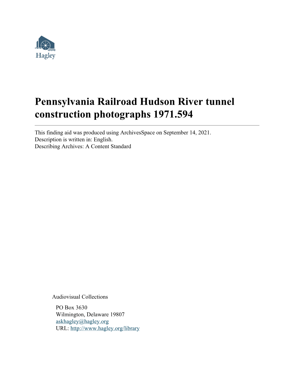 Pennsylvania Railroad Hudson River Tunnel Construction Photographs 1971.594