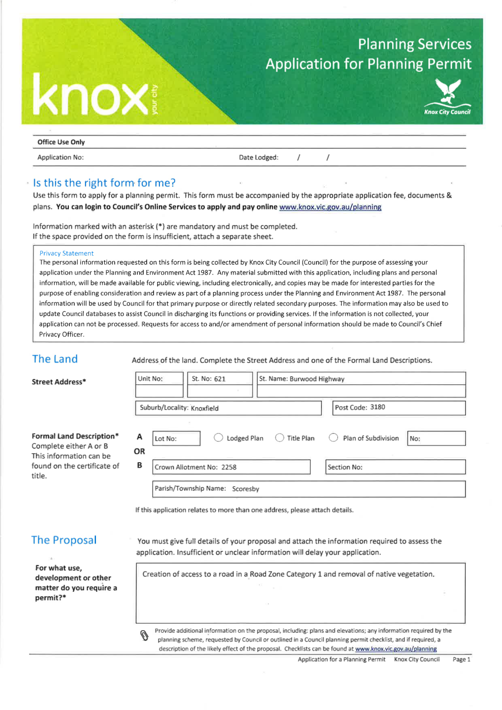 P/2021/6171 Application Documents and Plans