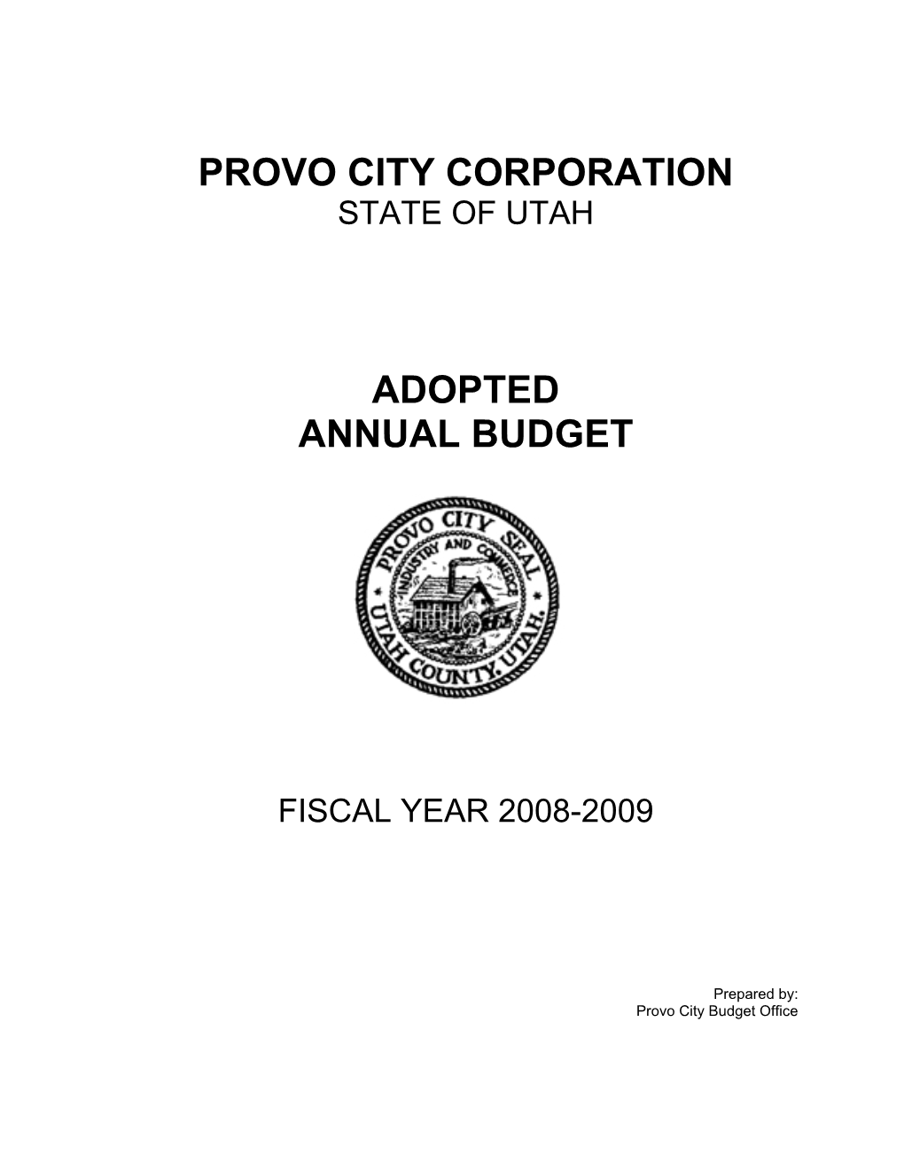 Provo City Corporation Adopted Annual Budget