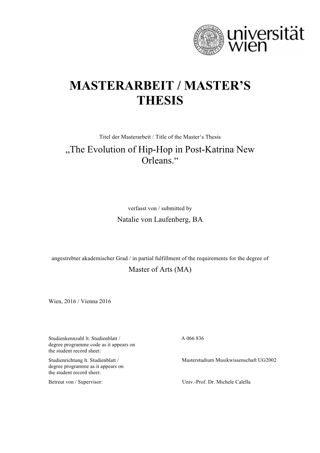 Masterarbeit / Master's Thesis