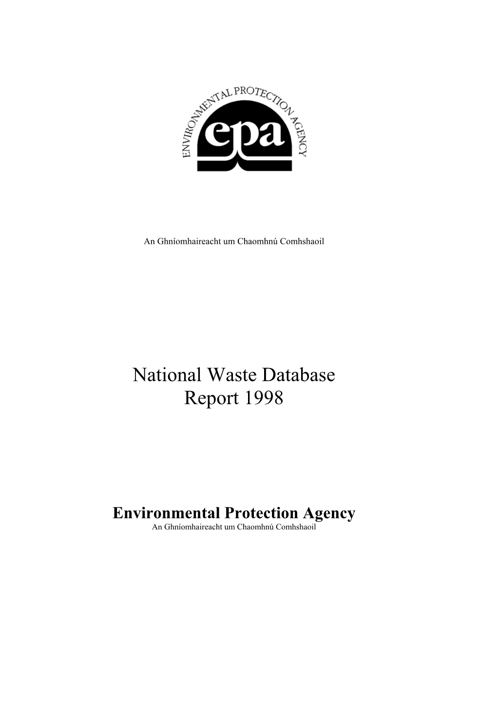 National Waste Database Report 1998