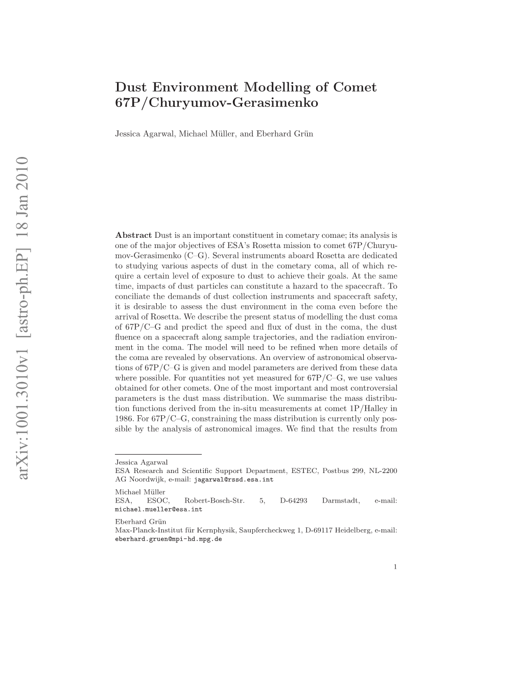 Dust Environment Modelling of Comet 67P/Churyumov-Gerasimenko 3