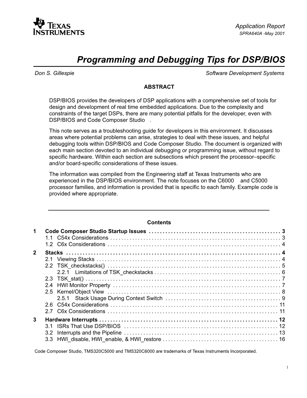 "Programming and Debugging Tips for DSP/BIOS"