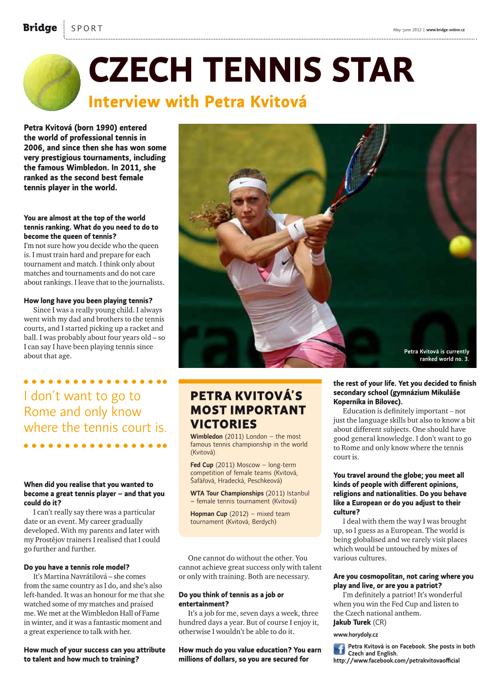 Czech Tennis Star Interview with Petra Kvitová