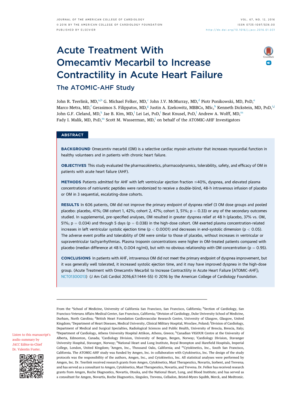 Heart Failure the ATOMIC-AHF Study