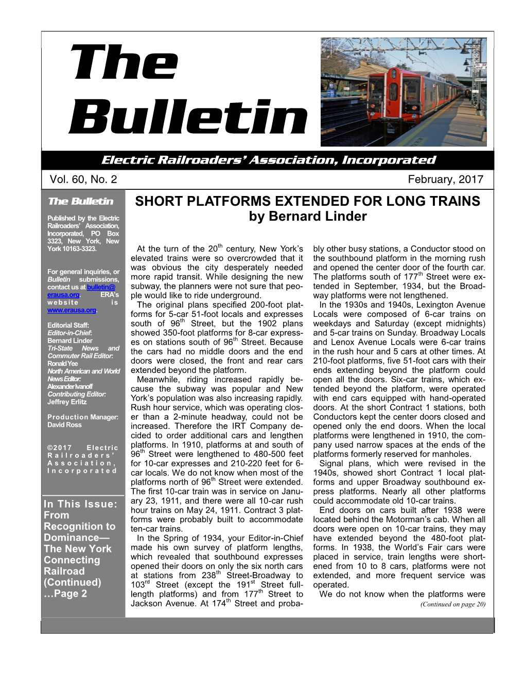The Bulletin SHORT PLATFORMS EXTENDED for LONG TRAINS