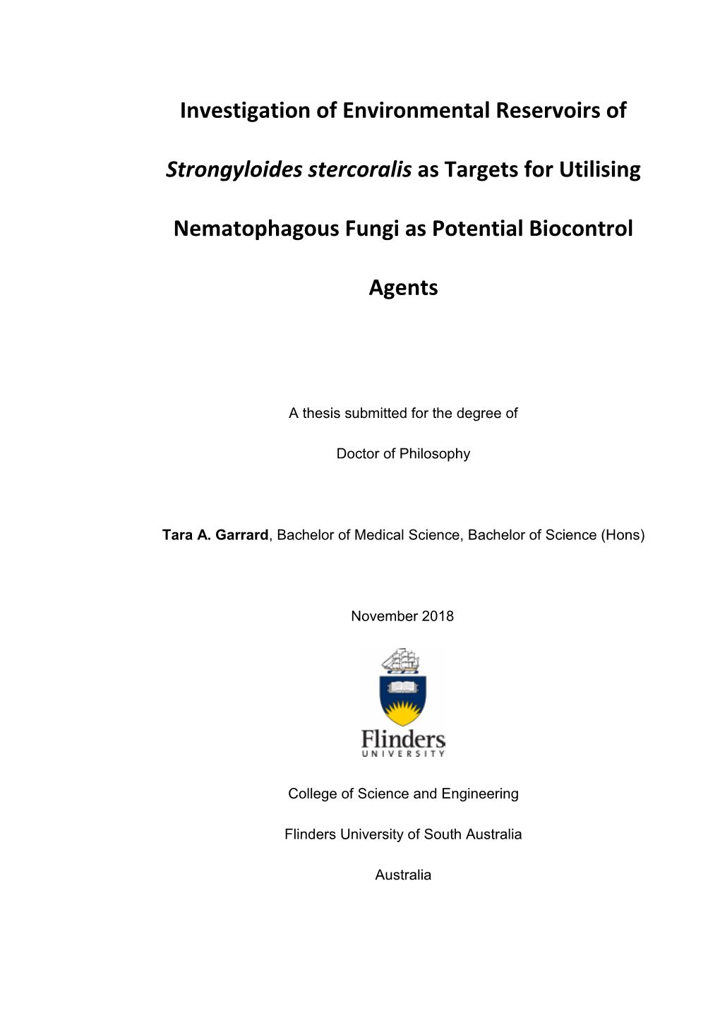 Investigation of Environmental Reservoirs of Strongyloides