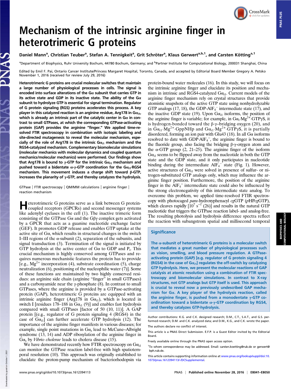 Mechanism of the Intrinsic Arginine Finger in Heterotrimeric G Proteins