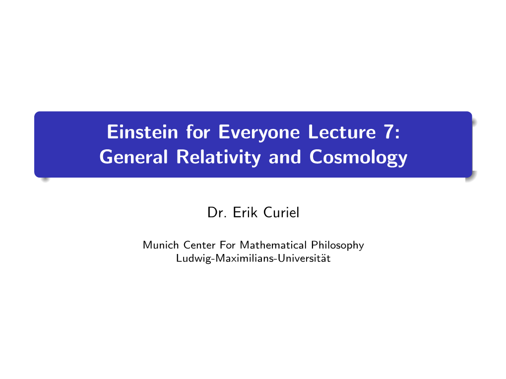 General Relativity and Cosmology