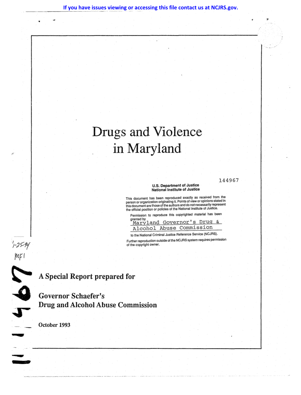 Drugs and Violence in Maryland