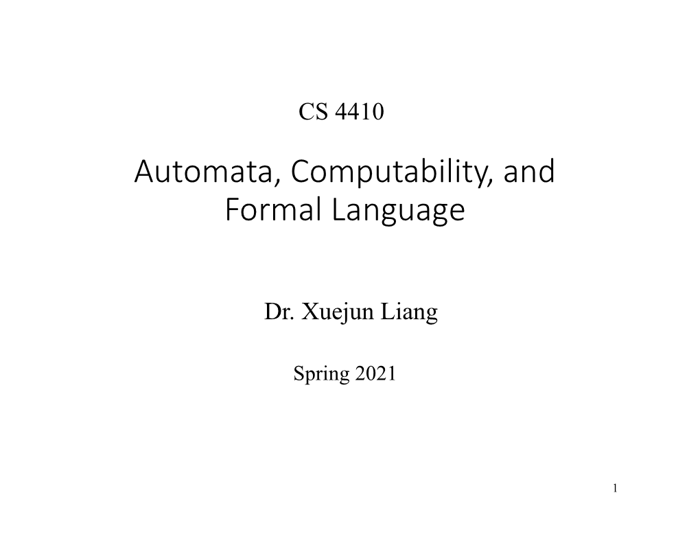 Automata, Computability, and Formal Language