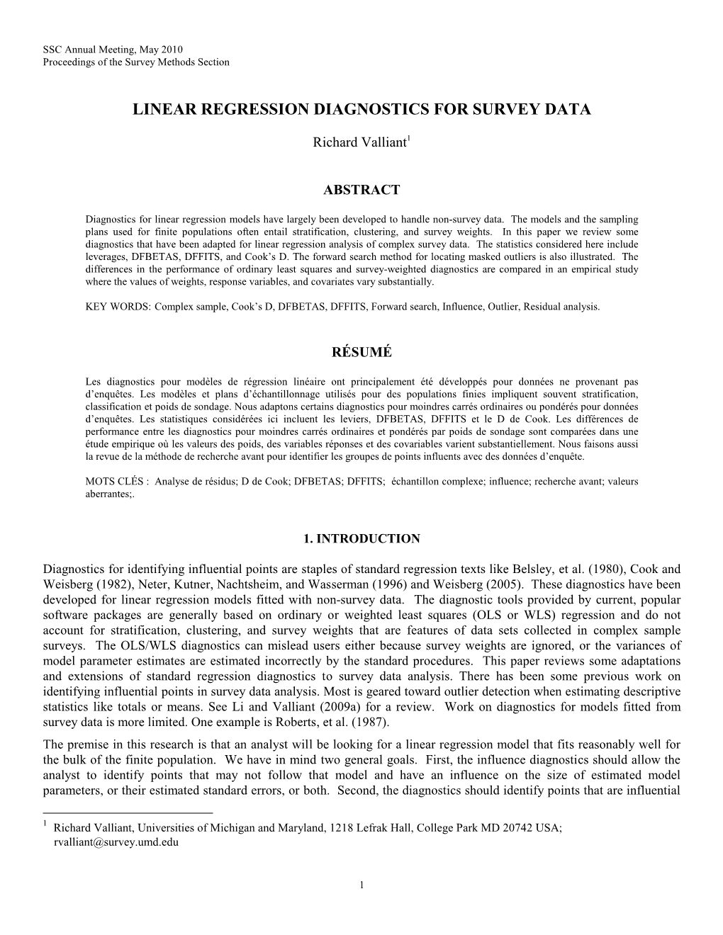 Linear Regression Diagnostics for Survey Data