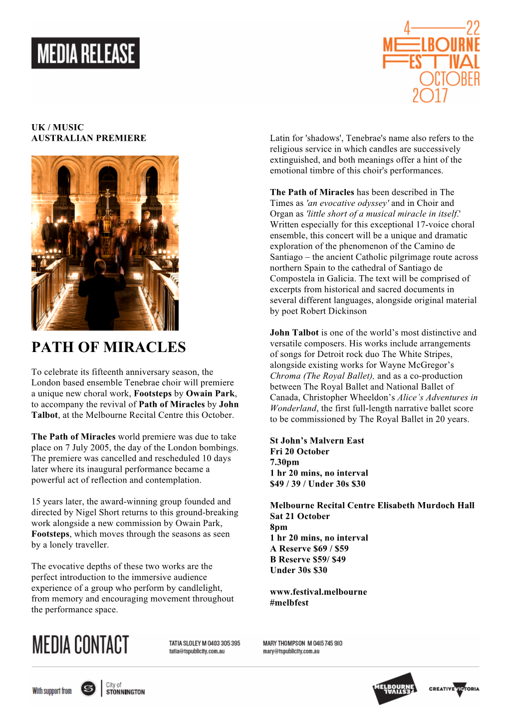 Path of Miracles—Tenebrae Choir