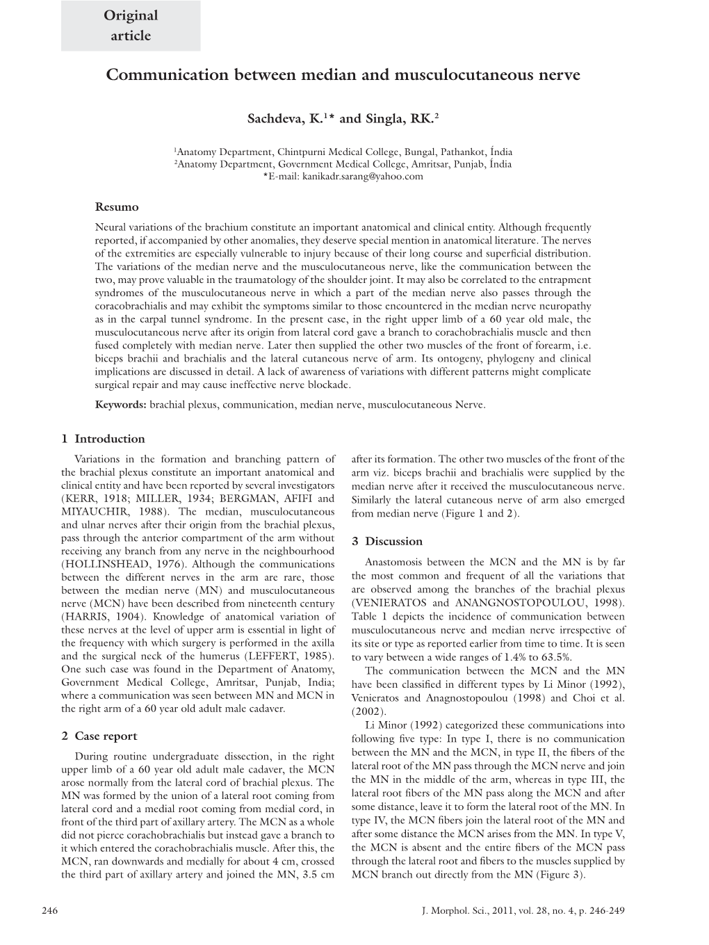 Communication Between Median and Musculocutaneous Nerve